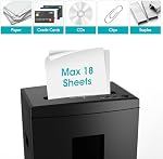 WOLVERINE 18-Sheet 60 Temps de fonctionnement Mins Cross Cut Niveau de sécurité élevé P-4 Papier lourd/CD/Card Ultra Calme Shredder pour le bureau d'intérieur avec 6 Boîte à déchets de Gallons SD9113(noir ETL)