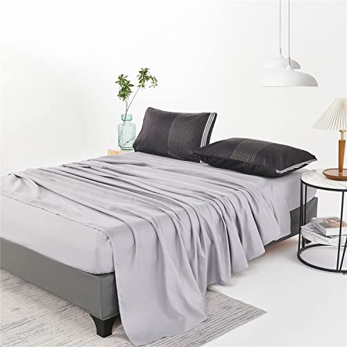 Rynghipy 8Pcs Revsible Grey Black Striped Down Alternative Comforter Bedding Collections, Lightweight All Season Striped Bedding Comforters Sets For Queen Bed (Queen,Grey Black) #TOP6