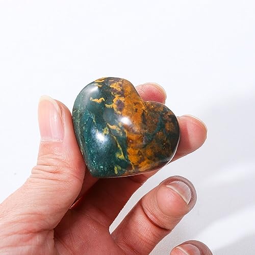 Cœur jaspe océan quartz sculpté idée cadeau décoration bien-être
