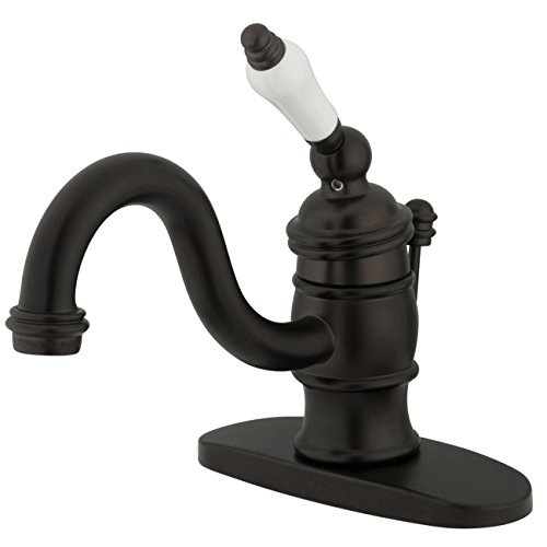 Kingston Brass KB3405PL Victorian 4-Inch Centerset Lavatory Faucet, Oil Rubbed Bronze with Porcelain Lever Handle