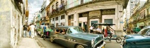 Posterazzi Old cars on a street Habana Cuba - Póster (36 x 12)