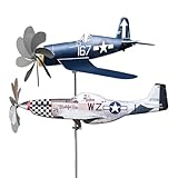 2 Airplane Wind Spinner, Airplane Weather Vane for The Yard Garden Wind Sculpture Windmill Aircraft Pinwheel Metal Handmade A-irplane W-eathervanes Windmill Outdoor Courtyard Decor Garden Pinwheels