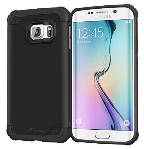 S6 Edge Case, Samsung Galaxy S6 Edge Case, rooCASE [Mil-Spec MIL-STD-810G 810F] Exec Tough PRO Hybrid Drop Protection Heavy Duty Slim Fit Lightweight Armor Cover for Galaxy S6 Edge Case,Black