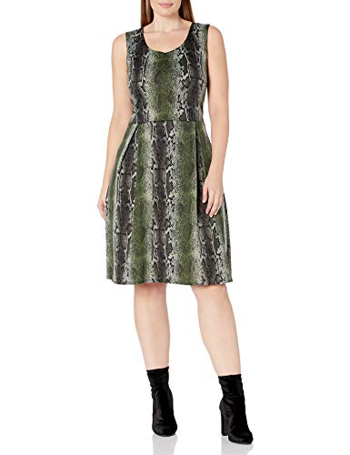 Star Vixen Women's Size Plus-sz Classic Str Ponte KNT Slvlss Box-PLT Fitnflare Dress