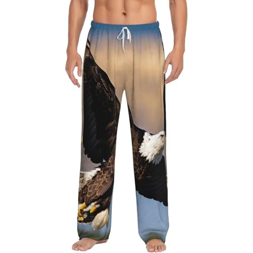 Pantalon de pyjama homme en polaire imprimé aigle avec poches