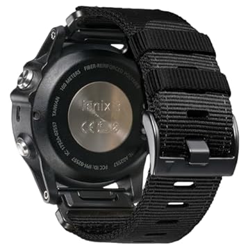 Pulseira de relógio de nylon de 22 mm compatível com Garmin Fenix 8 de 47 mm/7/6/6 Pro/5/Epix Gen 2, pulseiras de camuflagem de ajuste rápido para Forerunner 935/945/Approach S62/S60/MARQ (preta, 22