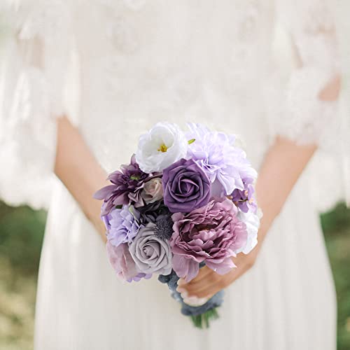 Mankayoo Artificial Flowers Purple Fake Silk Flowers For Diy Wedding Bouquets Table Centerpieces Baby Shower Party Home Decorations #TOP2