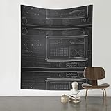 BROLEO Tapisserie murale à suspendre - Décoration d'intérieur - Tableau noir - 152,4 x 129,5 cm