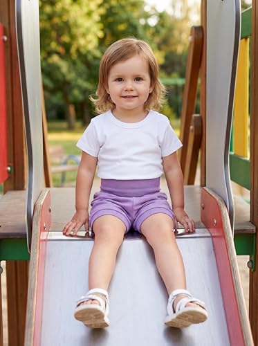 TupTam Baby Mädchen Kurze Pumphose 3er Pack, Farbe: Pastellgelb Rosa Lavendellila, Größe: 80-86