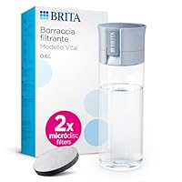 BRITA Borraccia Filtrante Vital azzurra (600 ml) incl. 2xfiltri MicroDisc &ndash; riduce cloro, impurit&agrave; organiche, PFAS, ormoni e pesticidi e preserva i minerali essenziali