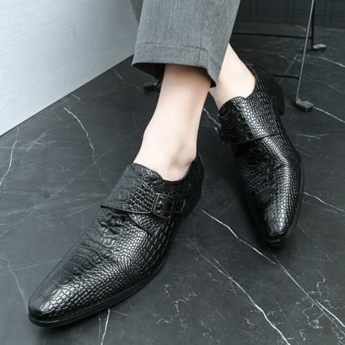 Crocodile Print Loafers with Elastic Slip-in Buckle Fashion Shoes2