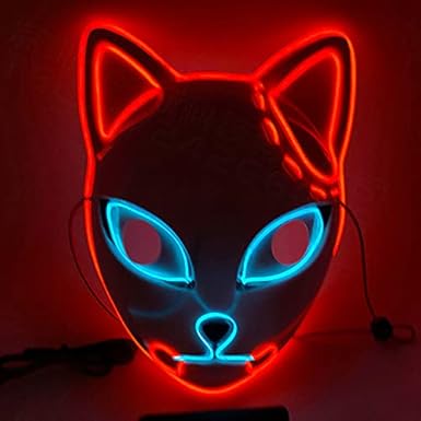 TMOYJPX Mascara Halloween LED Adultos Niño Niña Original Conejo Cara de Gato Modelado, Máscara Realista Terror de Anime Cosplay Props Accesorios