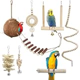 [Divertirse y hacer ejercicio] El juguete especial para columpios de loros se encuentra con la naturaleza de las aves de picotear y masticar. Son fáciles de atraer a las aves, lo que les permite ejercitarse y fortalecer sus músculos columpiándose, jugando y trepando.