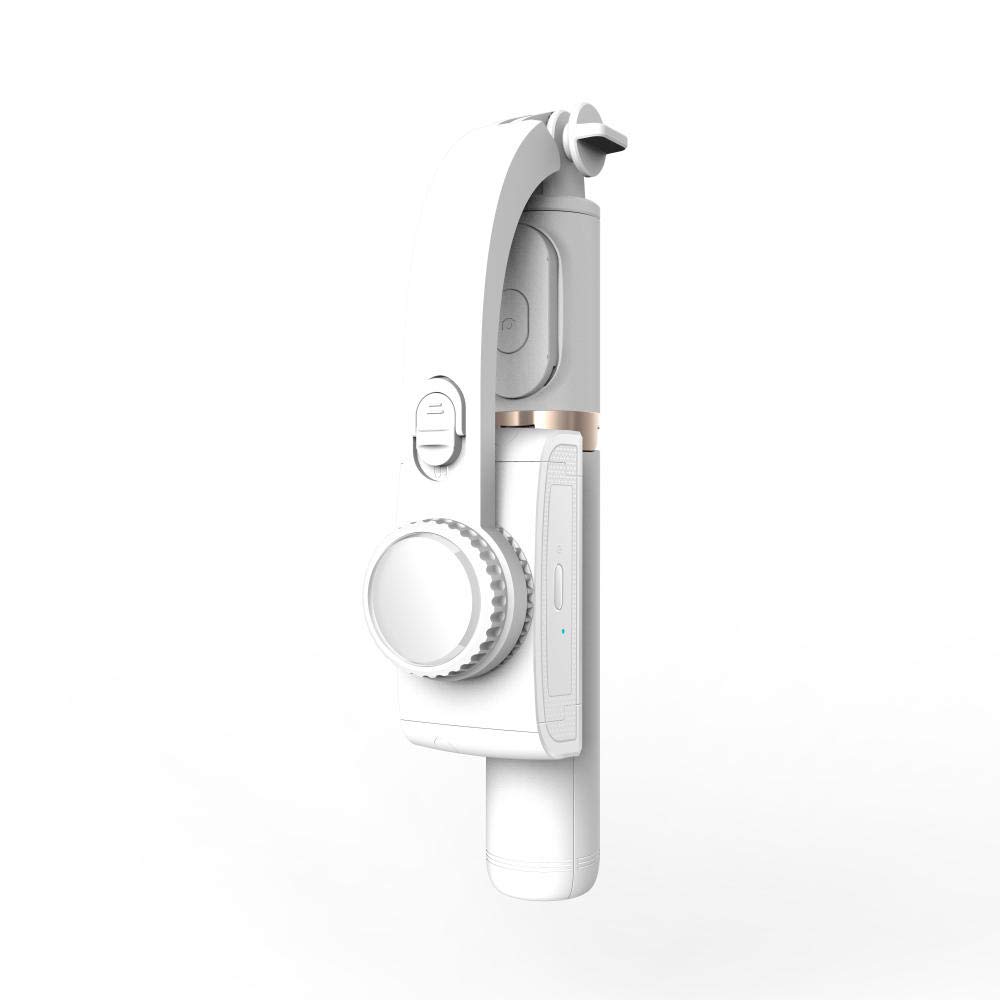 SONGR Treppiede Smartphone Asta Selfie con Stabilizzatore Gimbal Palmare Pieghevole Ad ASSE Singolo Bluetooth Adatto per Telefoni Cellulari Apple, Android, Xiaomi-Bianca