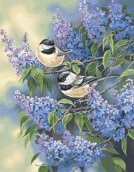PaintWorks Dimensions Crafts Paint by Number Kit 11 inch x 14 inch Chickadees and Lilacs 9136MED-1 (2-Pack)