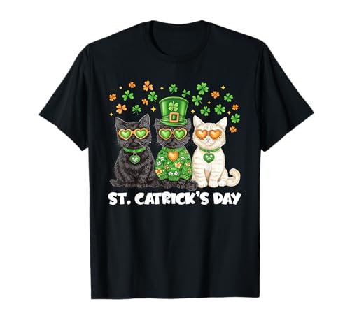Cat St Cattrick's Day Shamrock per uomini donne amanti dei gatti Maglietta