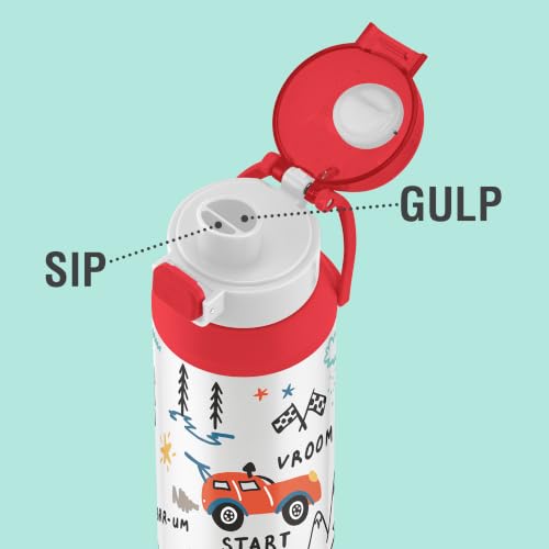 Image of Milton Steel Helio 600 Thermoware Water Bottle 520 ml with One Touch Safety Lock & Twin Lid Sip or Gulp, Long Hours Hot & Cold, Leak Proof, ISI Certified, PU Insulated, for Kids, School, Red
