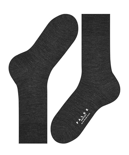 FALKE Men's Airport Wool Dress Socks, Grey (Anthracite Melange 3080), 8-93