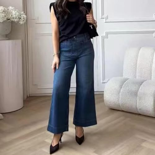 Obormi Cropped Jeans, Obormi Tummy Control Cropped, Obormi Tummy Control Cropped Wide-Leg Jeans Blue3