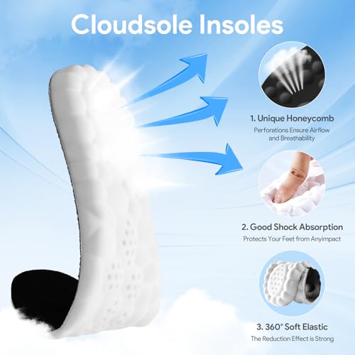 Image of Cloudsole Orthopedic Insoles for Men and Women - U-Shape Memory Foam for Plantar Fasciitis, Foot & Joint Support, Anti Fatigue and Shock Absorption (Black 7-8)