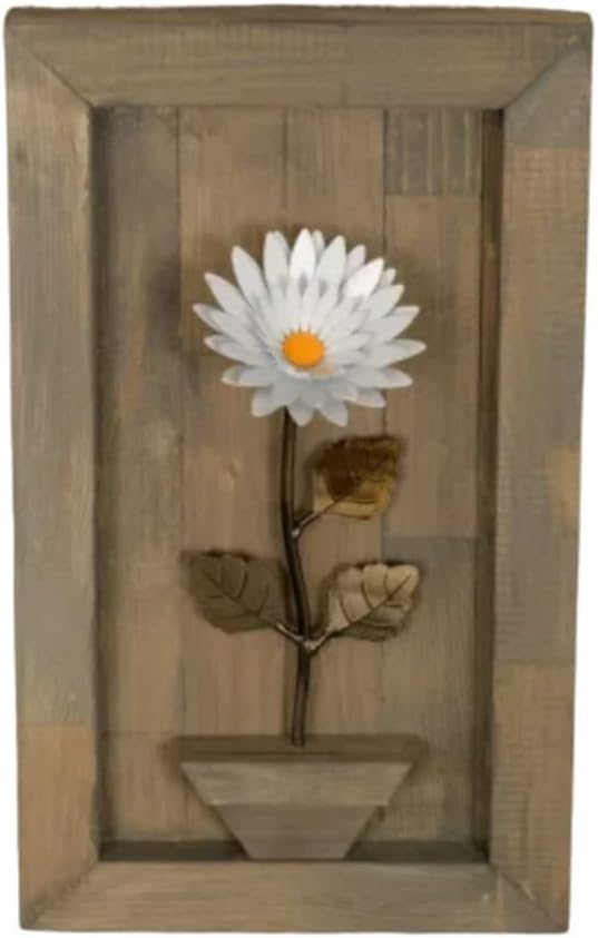 Personalized Christmas Gift - Framed Metal Daisy for Wood 5th Anniversary