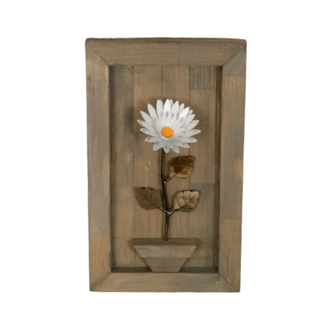 Personalized Christmas Gift - Framed Metal Daisy for Wood 5th Anniversary