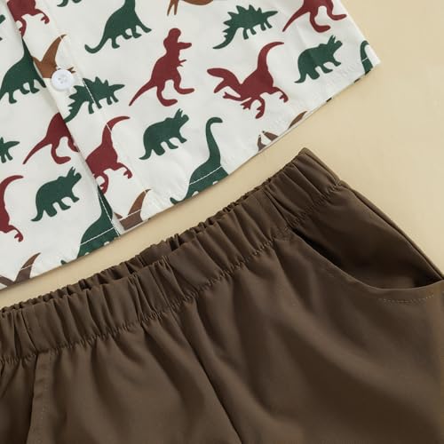 Image of Owl's-Yard Baby Boy Easter Outfits Rabbit Carrot Short Sleeve Button Down Shirts and Solid Color Shorts 2 Pcs Summer Set