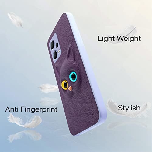 Image of Pikkme Redmi Note 12 Pro Plus 5G Back Cover for Girls | Cute Cat Leather Finish | Soft TPU | Case for Redmi Note 12 Pro Plus 5G (Purple)