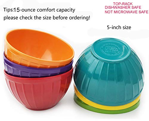 Kx-Ware Melamine Fluted Bowls Set With Lids - 6Pcs 15 Oz Cereal/Prep Bowls, 6 Assorted Color | Break-Resistant 100% Melamine Bowls And Plastic Lids | Dishwasher Safe, Bpa Free #TOP2