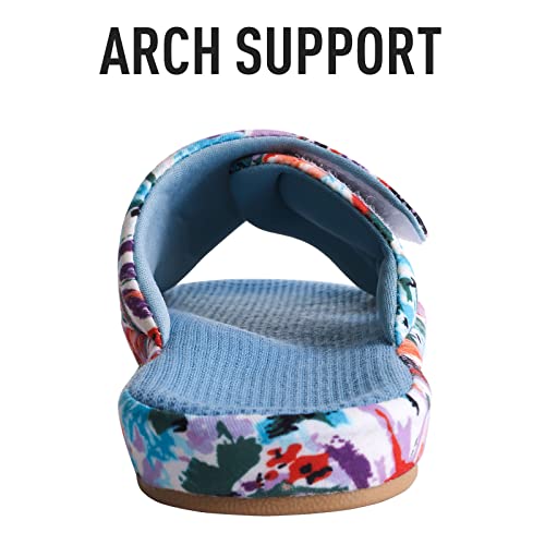 Shevalues Summer House Slippers For Women With Arch Support Breathable Waffle Cotton Indoor Slippers Slip On Open Toe Home Shoes thumb #1