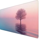Różowa podkładka pod mysz z drzewem XXL 600 x 300 mm podkładka pod mysz z przeszytymi krawędziami i gumową podstawą antypoślizgowa podkładka pod mysz XXL do gier, laptopa, akcesoria biurowe o3536