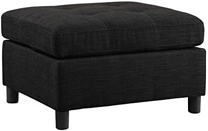 Casual Ottoman/Modern Coffee Table - Rectangular Shaped - Sturdy Wood Frame & Linen Blend Fabric in Charcoal