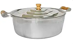 Panela Caçarola Alumínio Fundido Batido Alça de Madeira 32 cm - 8,1 Litros - Jalice Alumínios