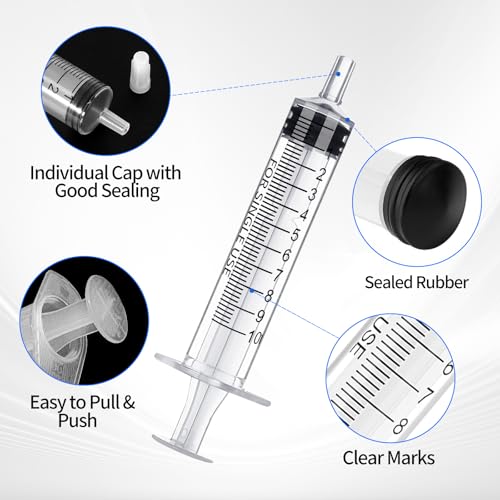 24 Stück Spritzen 10ml Spritze 10ml mit Kappe Sterile Dosierspritze Ohne Nadel Einwegspritzen 10ml für Pflanzenbewässerung Kleine Haustierfütterung Wissenschaftliche Labor