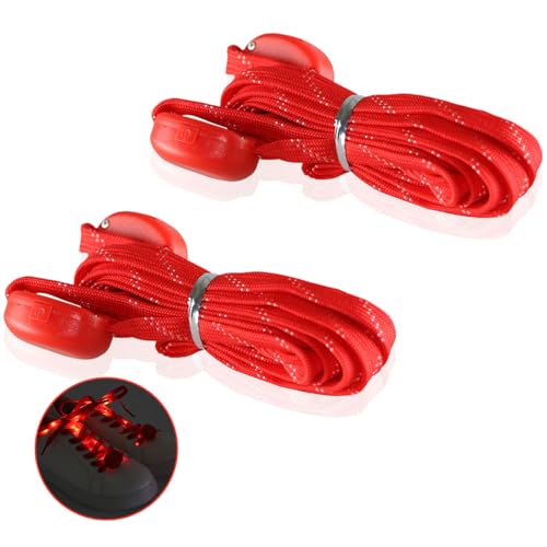 ZWTPGKRD Lacets lumineux LED de 110 cm de long, lacets plats lumineux LED pour homme et femme, pour la course à pied, le cyclisme, la musique, les concerts clignotants pour les fêtes, Rouge, Taille