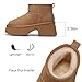 TEMOFON Womens Snow Mini Boots: Genuine Suede Leather Heights Platform Ankle Boots - Winter Warm Fur Lined Anti-Slip Fashion Booties Chestnut Size 7