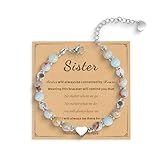 Freeunfet Beaded Bracelets for Women, Sister Bond Bracelet, Handmade with Love, Birthday Gift Holiday Jewelry Graduation Present Summer Accessory for Sister, Healing Stress Relief