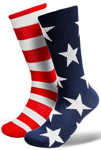 Bebila American Flag Socks For Men Or Women Funny 4th July Middle Socks USA Patriotic Freedom Day Gifts