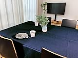 【cloth shop 布や】 テーブルクロス 撥水 長方形 4〜6人がけ (ネイビー[杢調] 約130cm x 170cm [1枚入り])