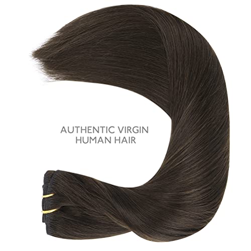 Foto von WENNALIFE Clip in Extensions Echthaar, 85g 5pcs 55cm Dunkel Braun Extensions Clip in Remy Clip in Extensions Natürliche Haarverlängerung Echthaar