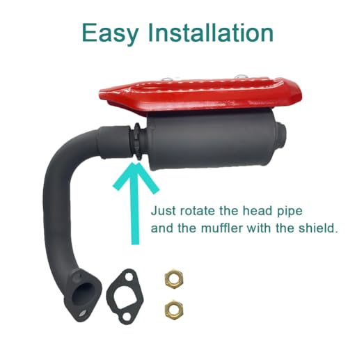 QYMOTO KT196 Go Kart Exhaust Pipe with Muffler Kit Performance Exhaust Silencer System with Heat Shield Protection For Coleman 196cc 6.5HP Predator 212cc 224cc GX160 GX200 Engine by QYMOTO - Image 7