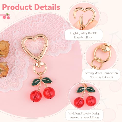 Image of TINKRSTUFF Cherry Bag Charm Cute Key Chains Cherry Purse Charms for Handbags, Strawberry Keychain Best Gifts
