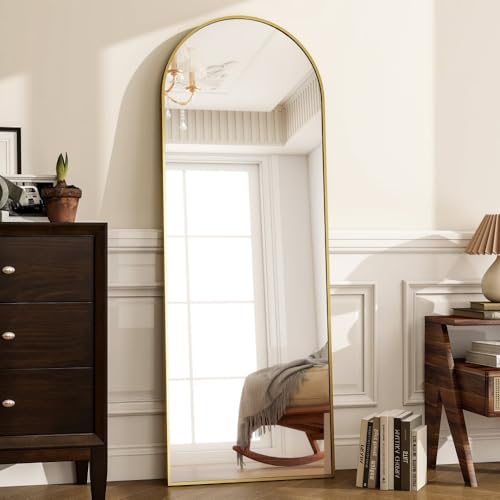 Ratoyal 59 x 16 Inch Arched Full-Length Floor Mirror, Gold Standing Full Body Mirror for Bedroom, Entryway & Living Room Decor