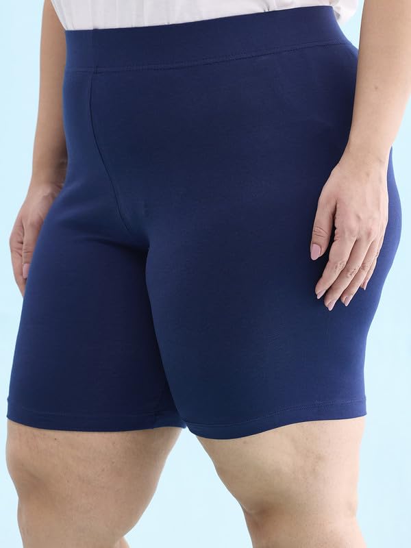 Image of GO COLORS Cotton Stretch Seamless Cycling Shorts for Women| Breathable, Mid Rise