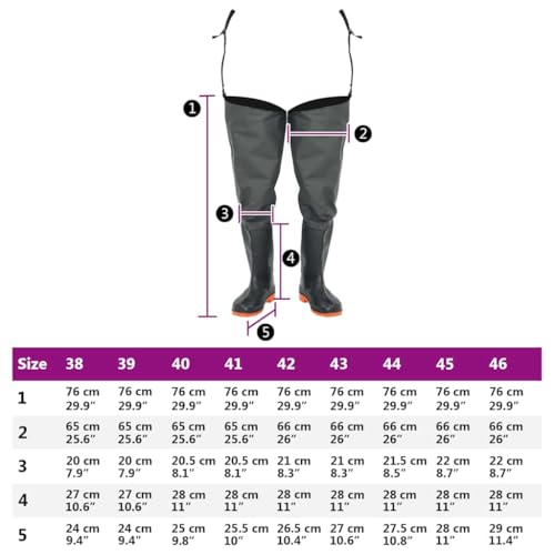 Ordellia Waders Bottes Vert foncé Taille 46 Cuissard en polyester enduit PVC 0,48 mm avec bretelles réglables imperméables pour la pêche, la chasse, l'agriculture et le wattage – vue 6