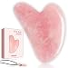 EYEKESHE Gua Sha Jade, Cuarzo Rosa Natural para Masaje Facial, Colgante de Cuarzo Gratis Incluido, Puede Aflojar y Refrescar la Piel, Lo Mejor para el Cuidado Facial SPA