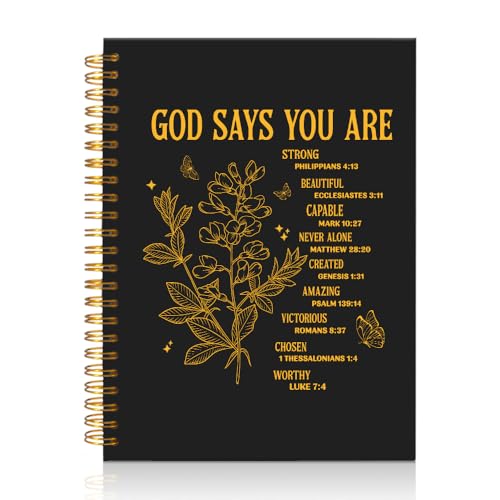 Mhfpl God Says You are Funny Black Golden Spiral Notebook, Christmas Prayer Journal Gifts, Positive Affirmations Notebook Gifts, Christian Religious Gifts for Coworker Family Boss Friend