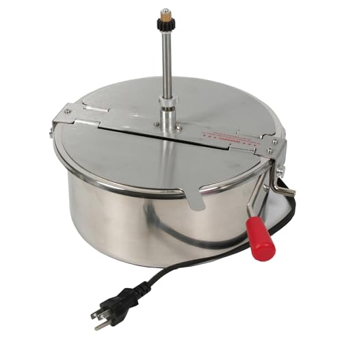 12 Oz Replacement Kettle for Popcorn Machine 1350W Kettle Popper with Lid Stirrer Gear Shaft and 3-Prong Plug by Great Northern Popcorn
