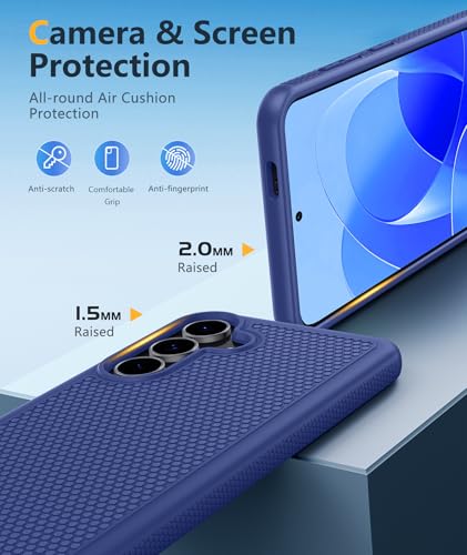 Image of FNTCASE for Samsung Galaxy S25 FE Case: Shockproof Protective Lightweight with Screen Protector Duty Rugged Cell Phone Cover Non Slip, Military Grade Drop Protection for S25FE(Navy Blue)