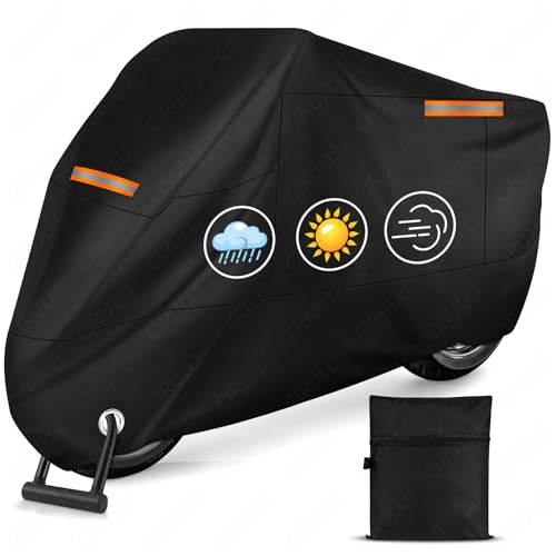 Cirulli Motorrad abdeckplane,Wasserdicht, Winddicht und Winterfest. Aus 210D Oxford Stoff,Motorradabdeckung Passend für eine Vielzahl von Motorradmodellen,Motorradplanen & Bezüge245x105x125cm